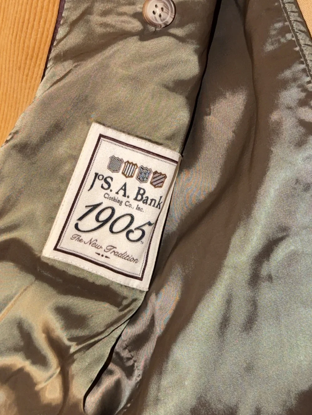 Jos. A. Bank Tan Camel Corduroy Two-Button Sport Coat